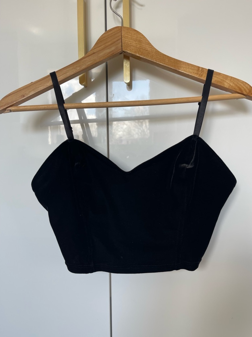 American Apparel Black Velvet Cropped Camisole Top Medium